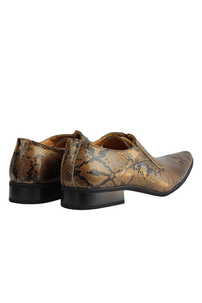 SHINY PATENT FAUX LEATHER SHOES IN BROWN