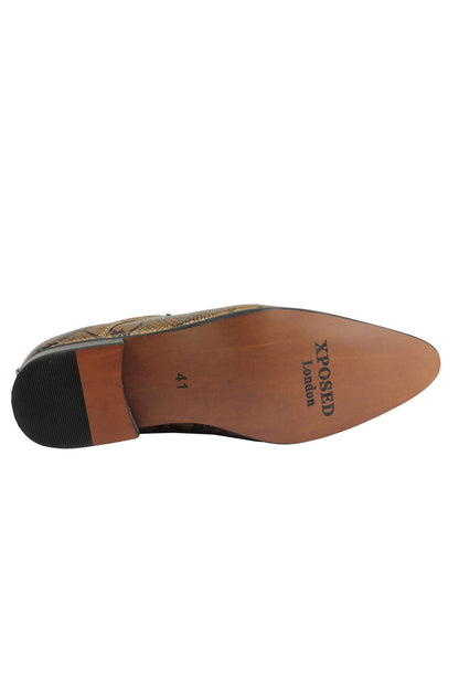 SHINY PATENT FAUX LEATHER SHOES IN BROWN