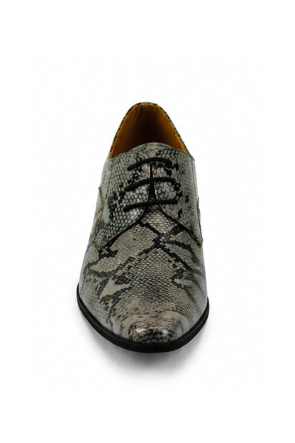 SHINY PATENT FAUX LEATHER SHOES IN GREY