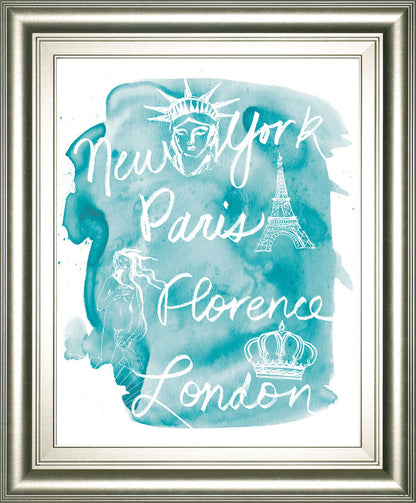 Sightseeing I By Lottie Fontaine - Framed Print Wall Art - Light Blue