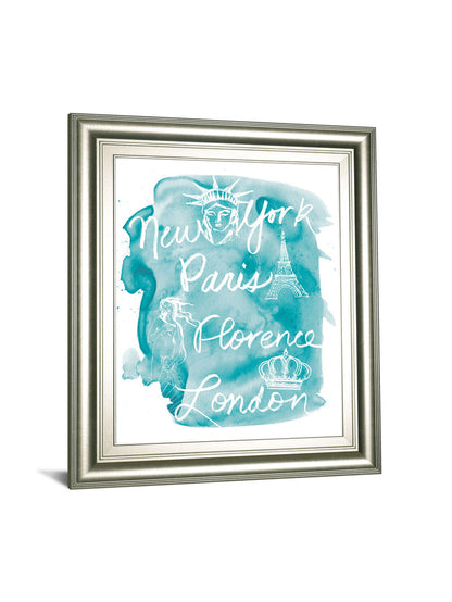 Sightseeing I By Lottie Fontaine - Framed Print Wall Art - Light Blue