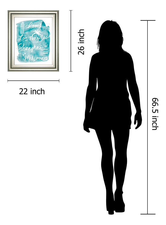 Sightseeing Il By Lottie Fontaine - Framed Print Wall Art - Light Blue