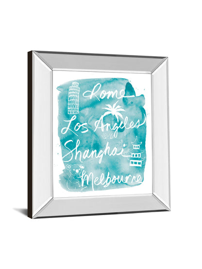 Sightseeing Il By Lottie Fontaine - Mirror Framed Print Wall Art - Light Blue
