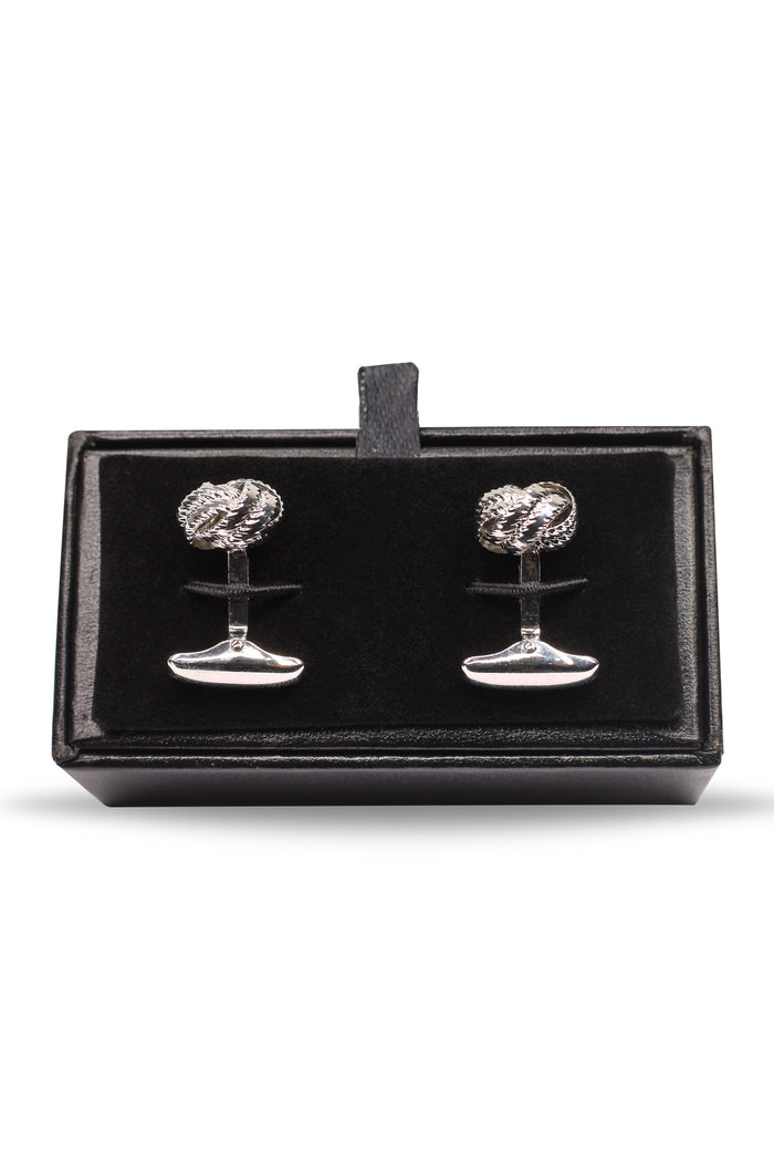 SILVER KNOT BALL CUFFLINKS