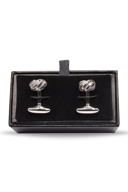 SILVER KNOT BALL CUFFLINKS