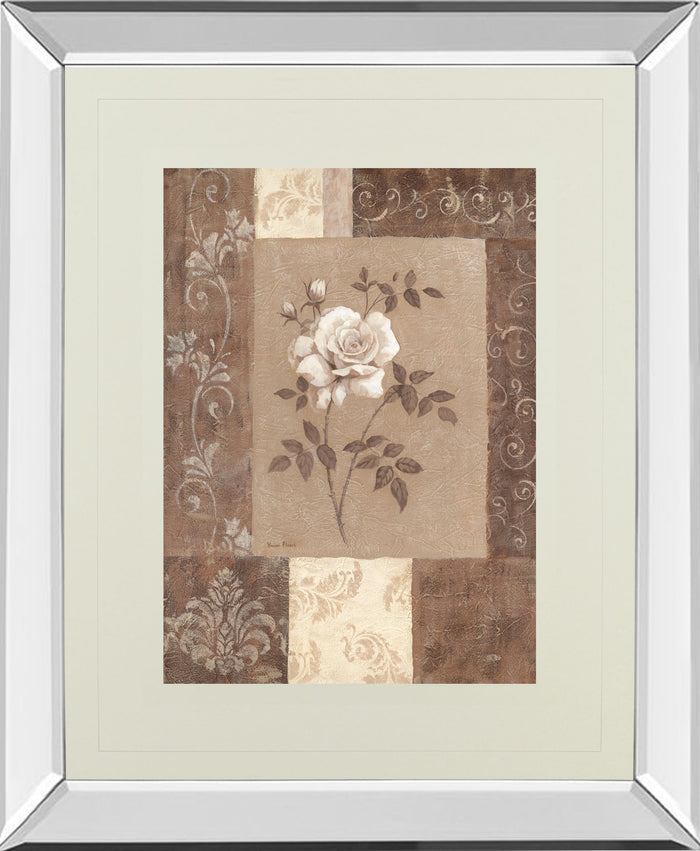 Single Rose By Vivian Flasch - Mirror Framed Print Wall Art - Light Brown