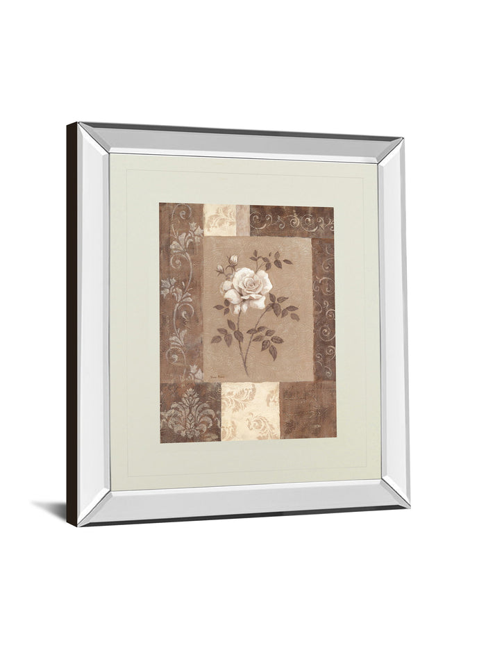 Single Rose By Vivian Flasch - Mirror Framed Print Wall Art - Light Brown