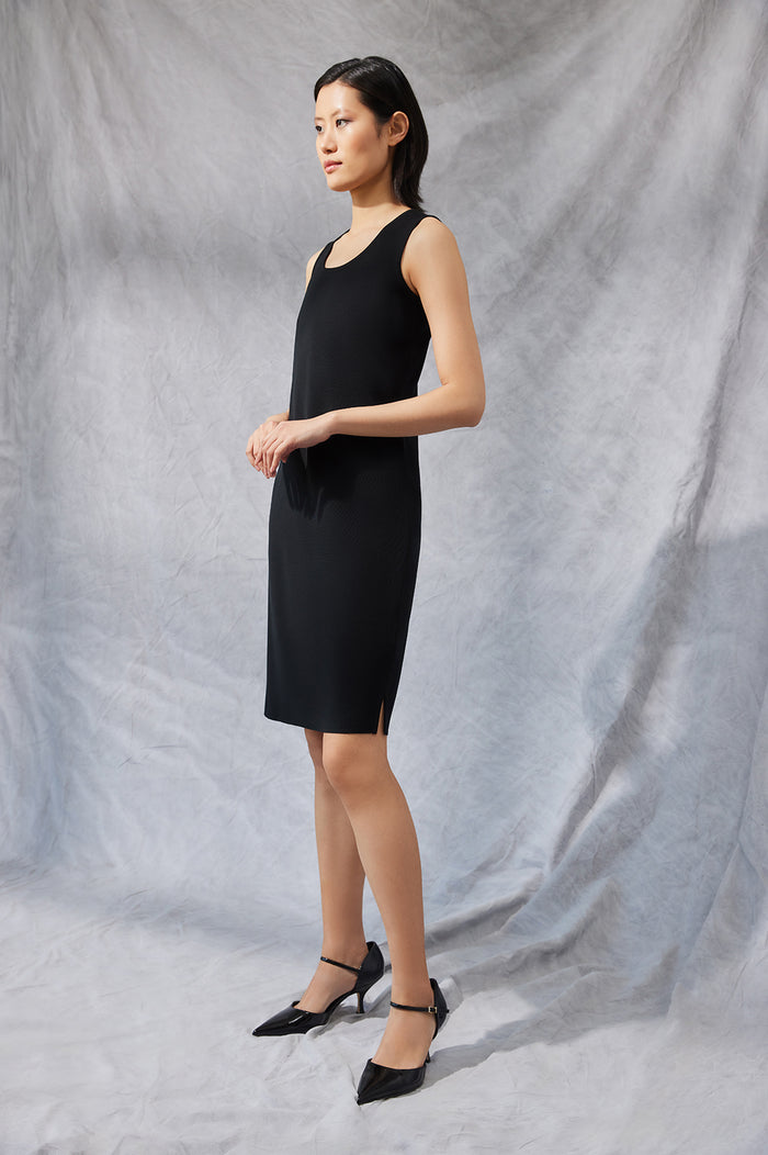 Sleeveless Sheath Knit Dress, Black, Black | Ming Wang