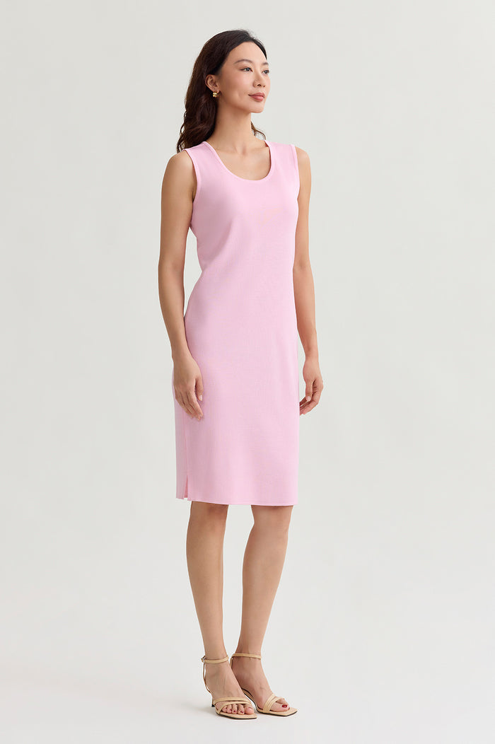 Sleevless Sheath Knit Dress, Perfect Pink, Perfect Pink | Ming Wang