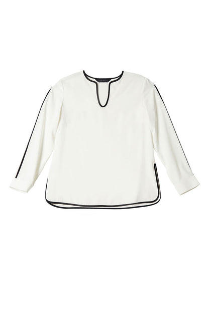 Slit Sleeve Crepe de Chine Blouse | Ming Wang