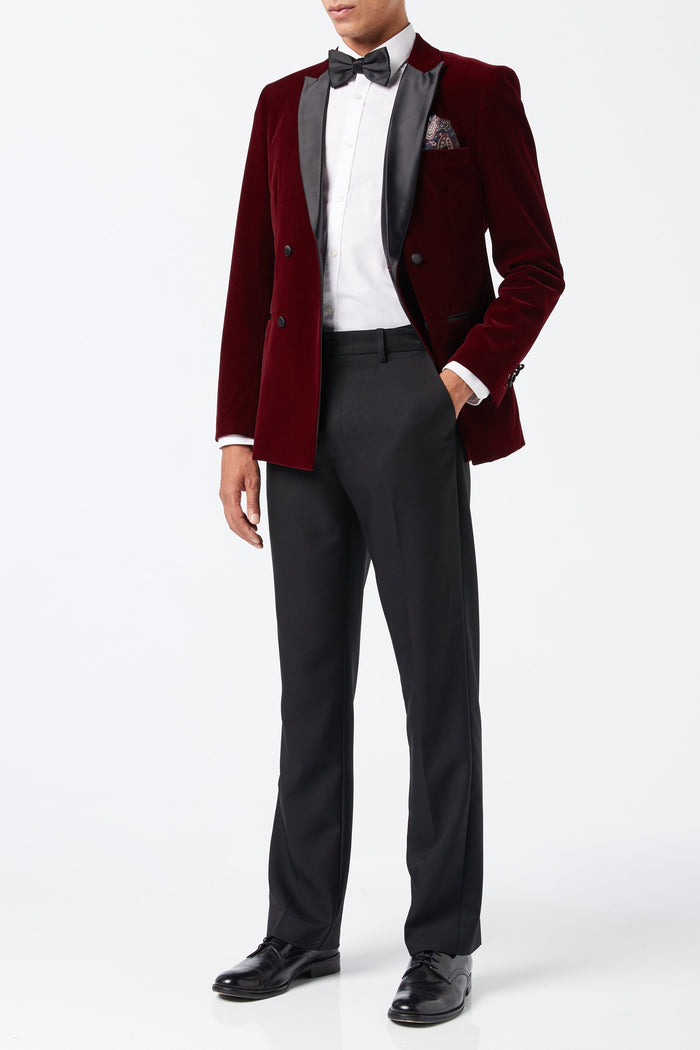 SMITH - Burgundy Velvet Tuxedo Prom Outfit