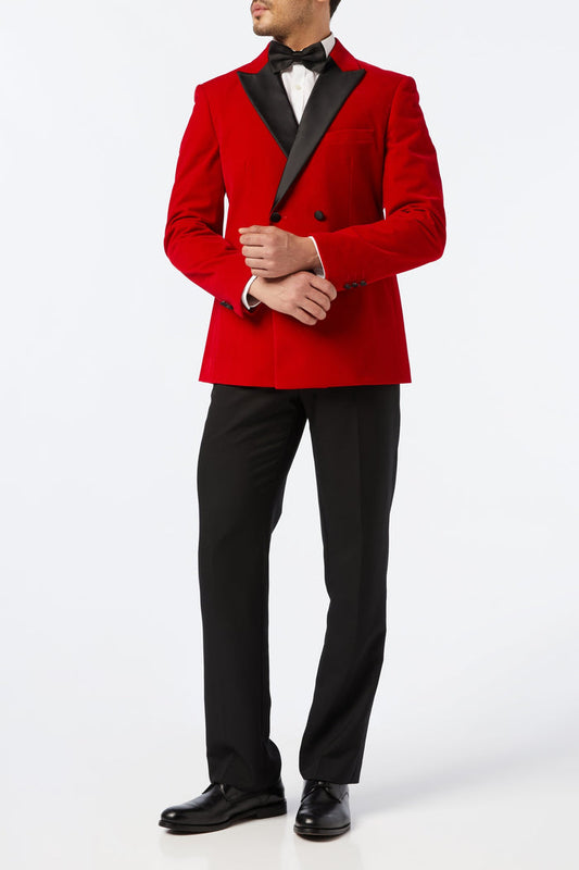 SMITH - Red Soft Velvet Dinner Jacket