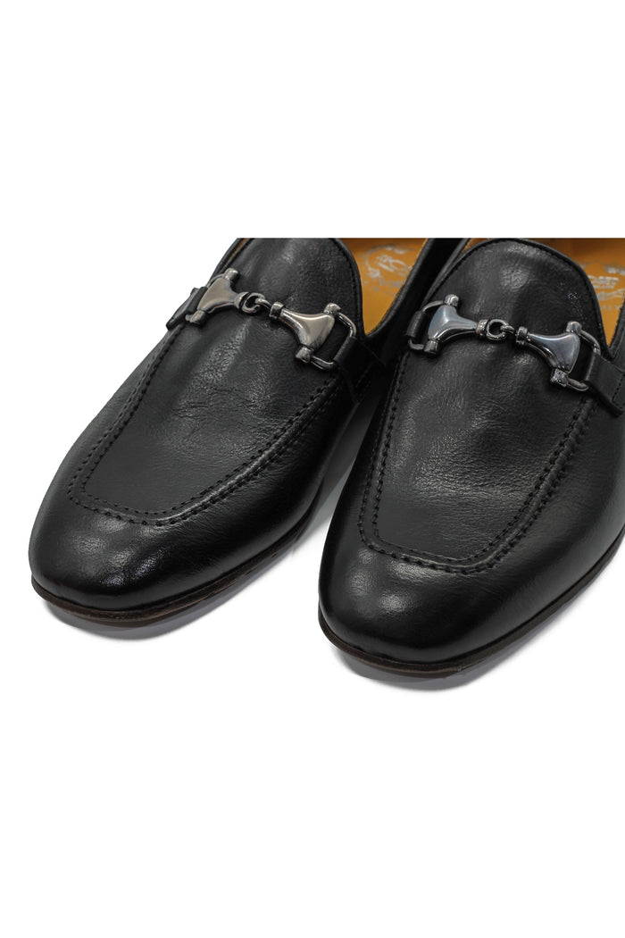 SNAFFLE BIT LOAFER IN BLACK ITALIAN LEATHER