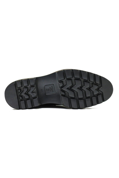 SNAFFLE BIT LUG SOLE BLACK POLISHED LEATHER LOAFERS