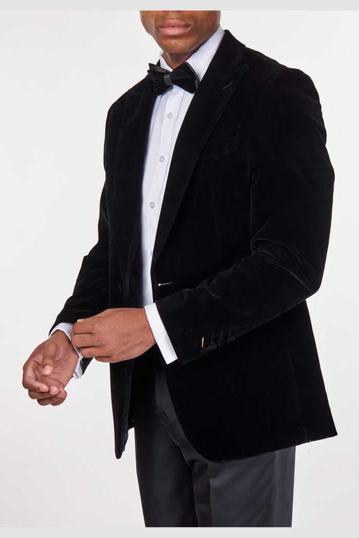 STAN – BLACK VELVET TUXEDO SMOKING JACKET