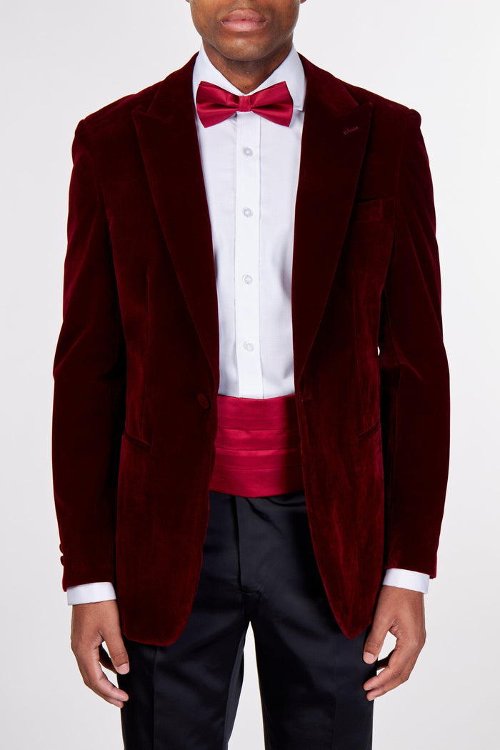 STAN – BURGUNDY VELVET TUXEDO SMOKING JACKET