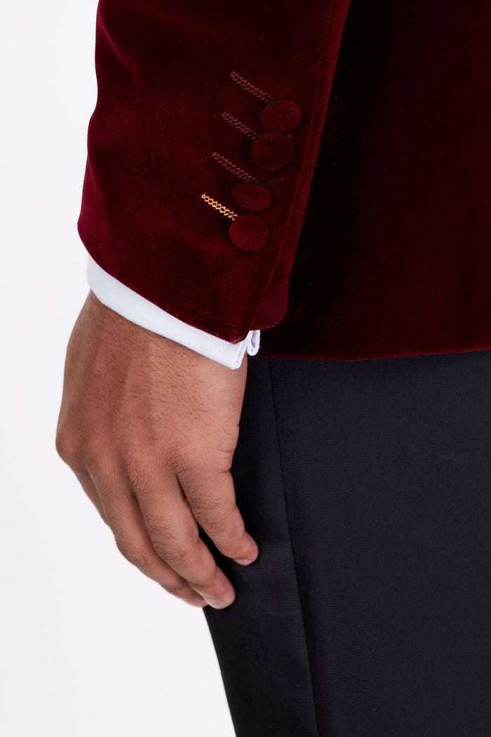 STAN – BURGUNDY VELVET TUXEDO SMOKING JACKET