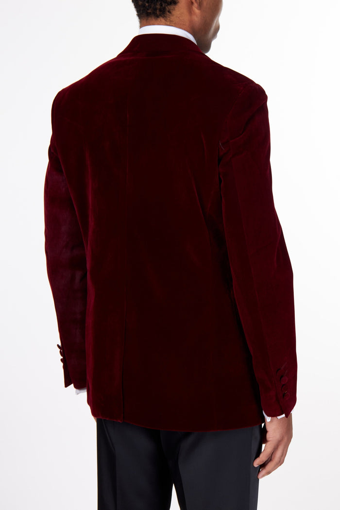 STAN – BURGUNDY VELVET TUXEDO SMOKING JACKET