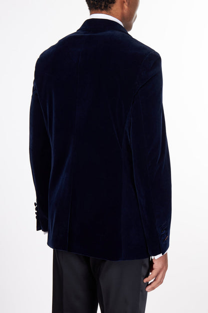 STAN – NAVY VELVET TUXEDO SMOKING JACKET