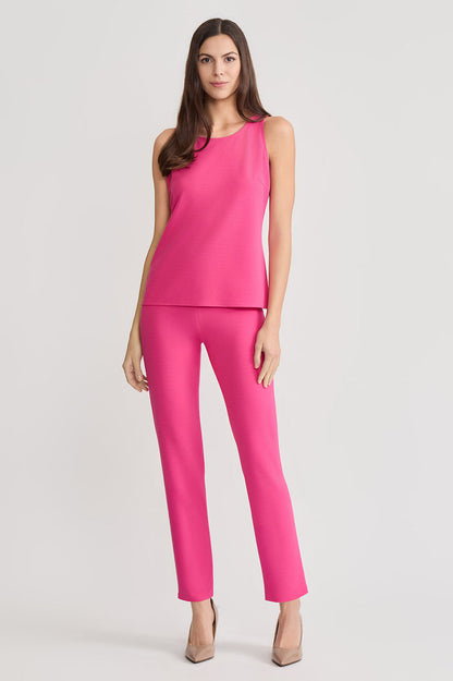 Stretch Deco Crepe Scoop Neck Tank, Carmine Rose, Carmine Rose | Ming Wang