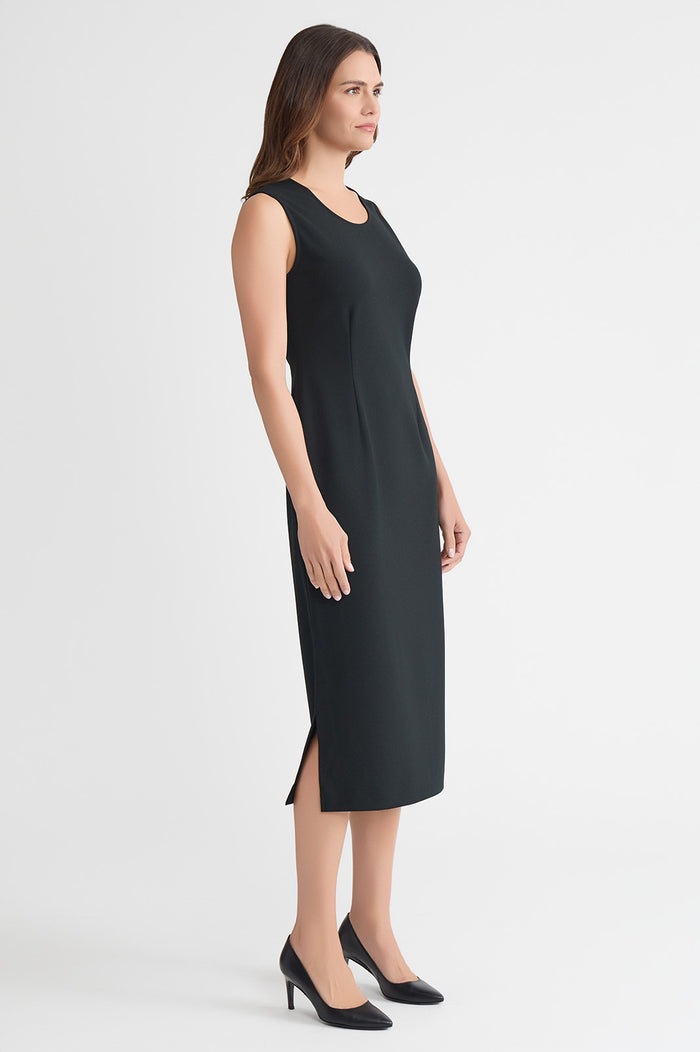 Stretch Deco Crepe Sheath Midi Dress, Black, Black | Ming Wang