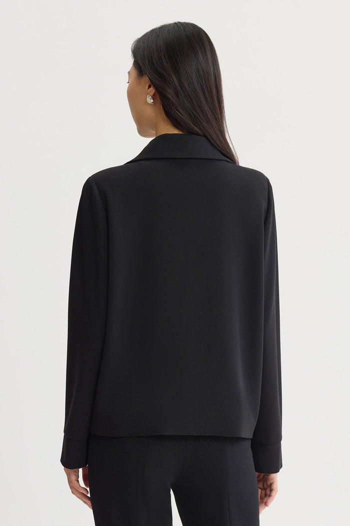 Stretch Deco Crepe Sport Jacket, Black | Ming Wang