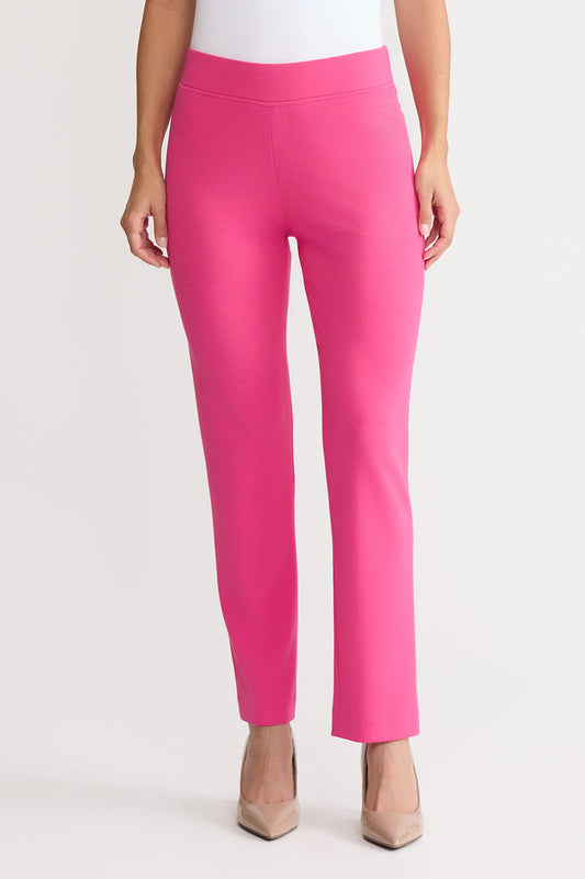 Stretch Deco Crepe Straight-Leg Pants, Carmine Rose, Carmine Rose | Ming Wang