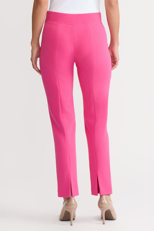 Stretch Deco Crepe Straight-Leg Pants, Carmine Rose, Carmine Rose | Ming Wang