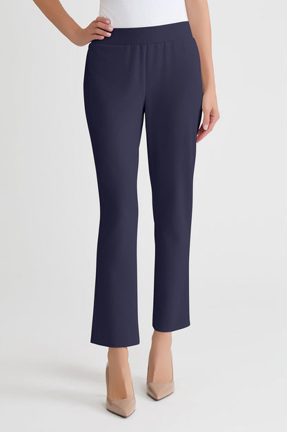 Stretch Deco Crepe Straight-Leg Pants, Indigo, Indigo | Ming Wang