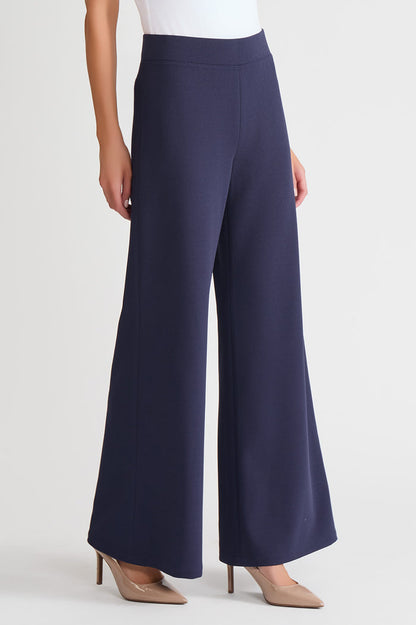 Stretch Deco Crepe Wide-Leg Pants, Indigo, Indigo | Ming Wang