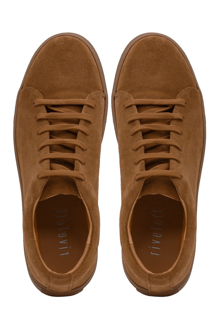 SUEDE LEATHER LACE UP SNEAKERS IN TAN