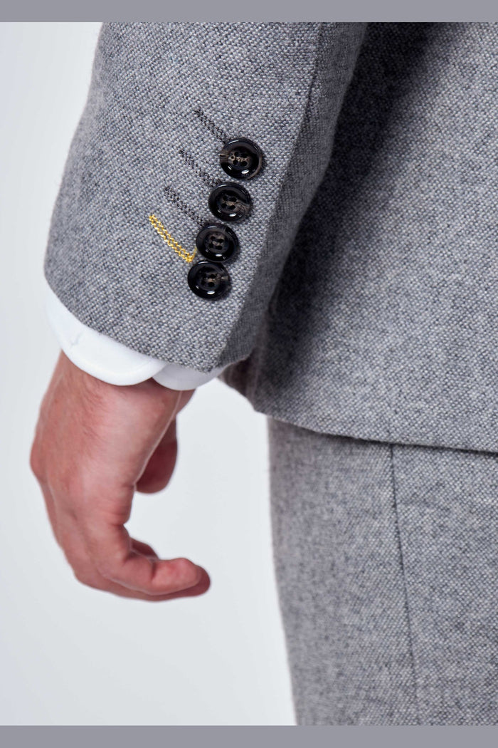 TAILORED GREY FLANNEL WOOL BLEND 2 PIECE SUIT