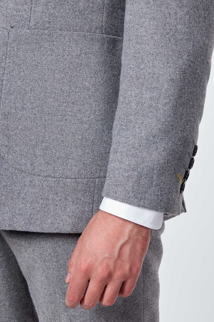 TAILORED GREY FLANNEL WOOL BLEND 2 PIECE SUIT
