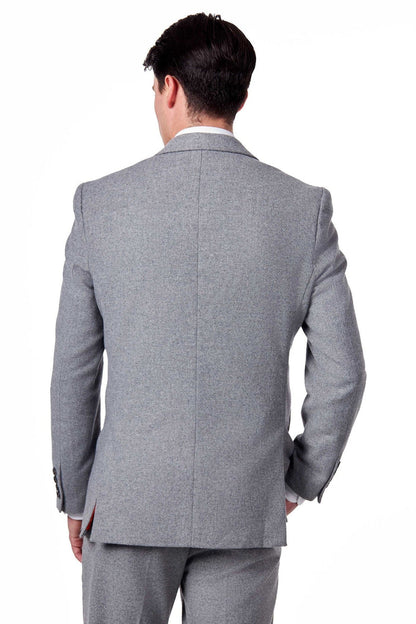 TAILORED GREY FLANNEL WOOL BLEND 2 PIECE SUIT