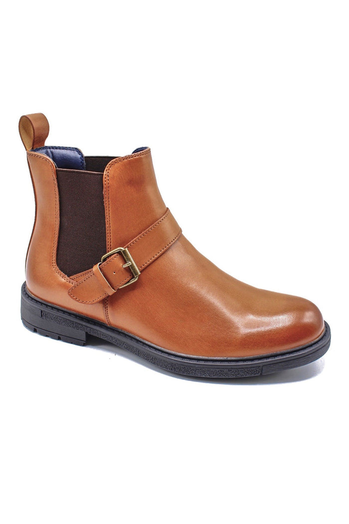 TAN BROWN DEALER BIKER STRAP BOOTS