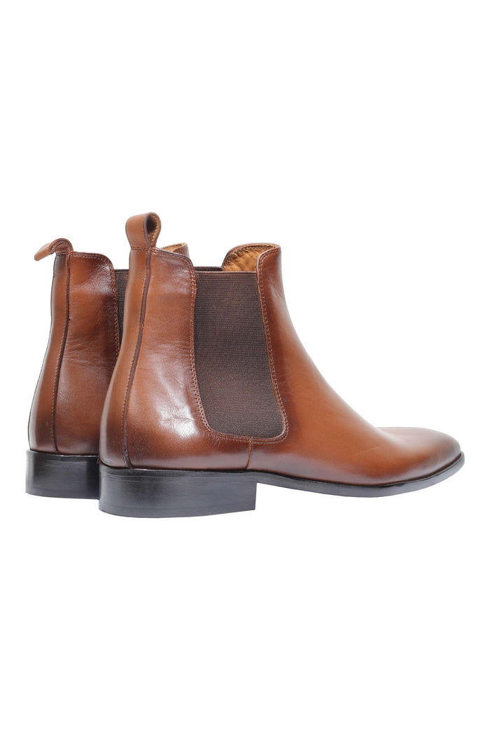 TAN CALF LEATHER CHELSEA BOOTS