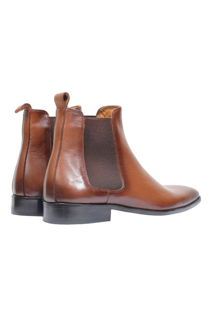 TAN CALF LEATHER CHELSEA BOOTS