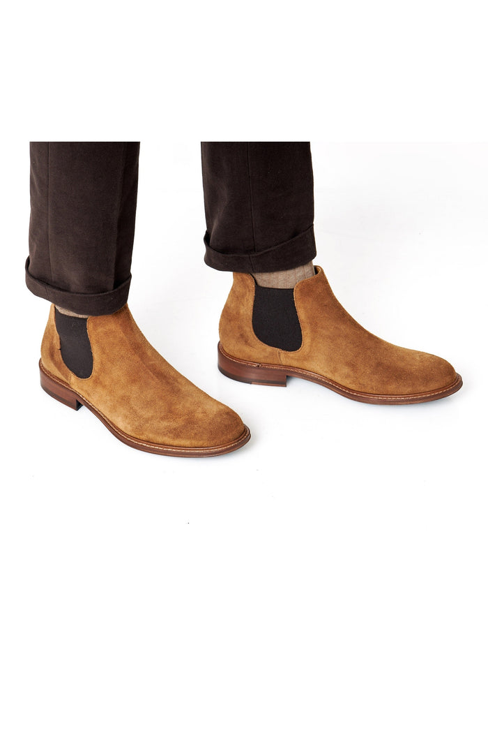 TAN ITALIAN SUEDE LEATHER CHELSEA BOOTS