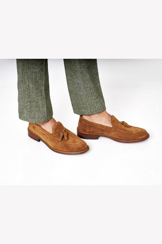 TAN ITALIAN SUEDE TASSEL LOAFER