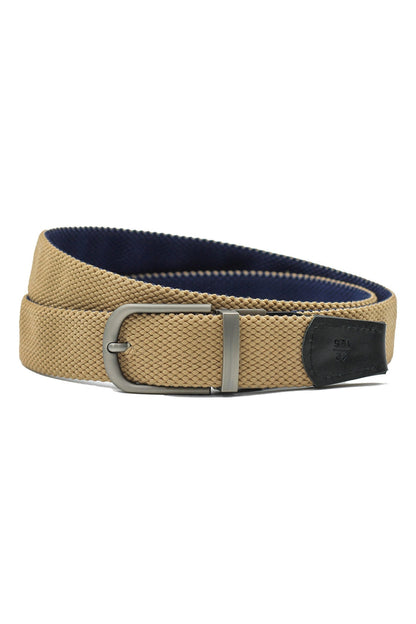 TAN & NAVY REVERSIBLE STRETCH BELT