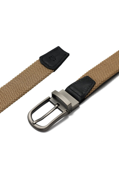 TAN & NAVY REVERSIBLE STRETCH BELT