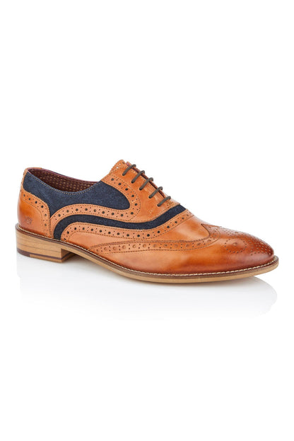 TAN & NAVY SUEDE OXFORD BROGUES