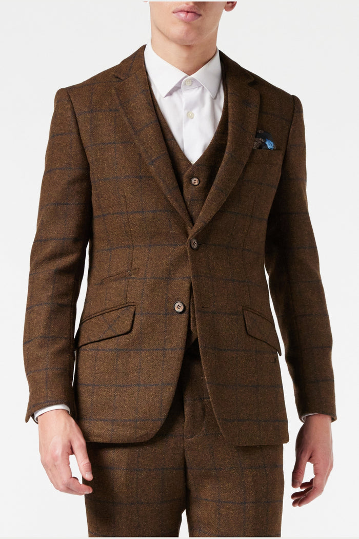 TAN TWEED NAVY CHECK JACKET