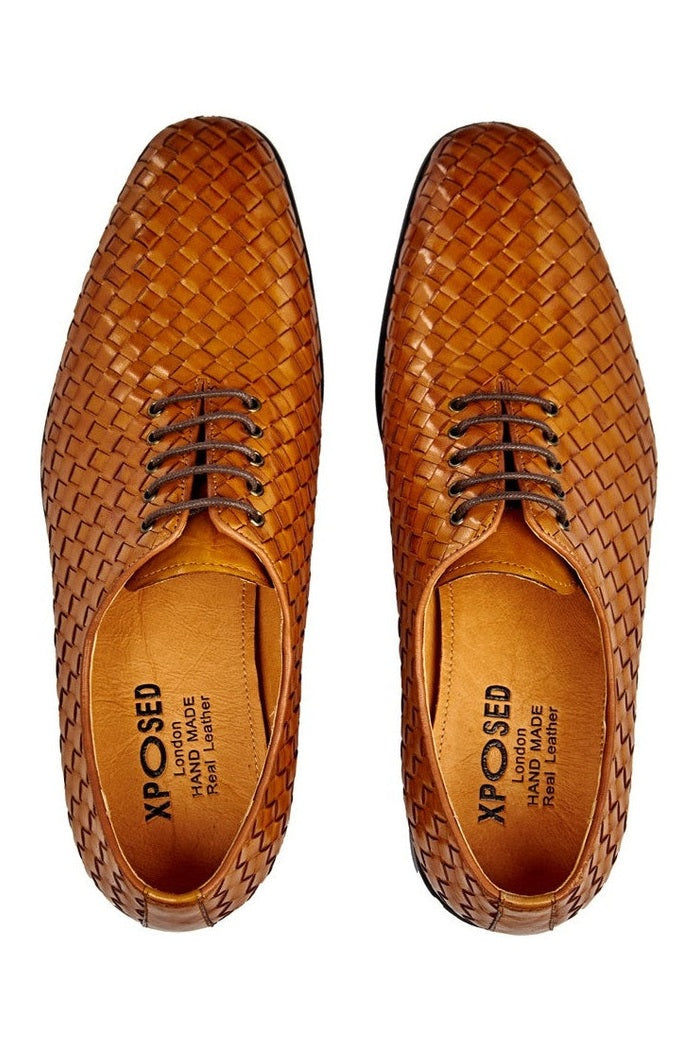 TAN WOVEN LEATHER OXFORDS