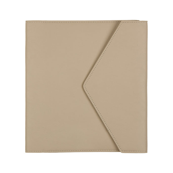 Taupe Vegan Leather - Deluxe Classic Planner Folio with a smooth, minimalist design and a sleek envelope-style flap, ideal for organizing planners or notebooks.