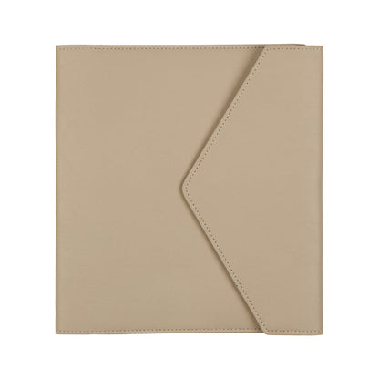 Taupe Vegan Leather - Deluxe Classic Planner Folio with a smooth, minimalist design and a sleek envelope-style flap, ideal for organizing planners or notebooks.