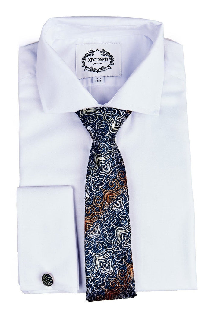 TEAL BLUE FLORAL PAISLEY NECK TIE SET