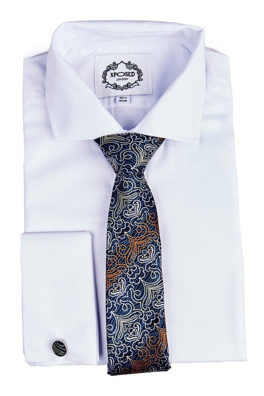 TEAL BLUE FLORAL PAISLEY NECK TIE SET