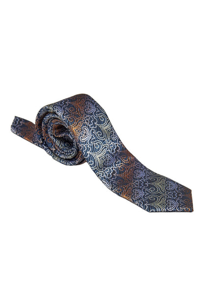 TEAL BLUE FLORAL PAISLEY NECK TIE SET