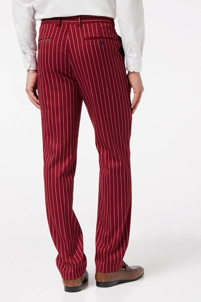 TERRY - Double Breasted Pinstripe Maroon Suit